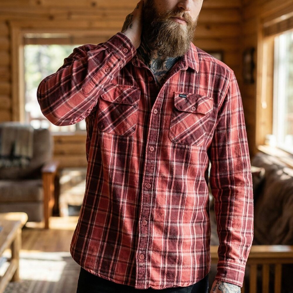 RVCA That'll Work Plaid Flannel Button Down Shirt XXL Shacket Red Hipster Swag